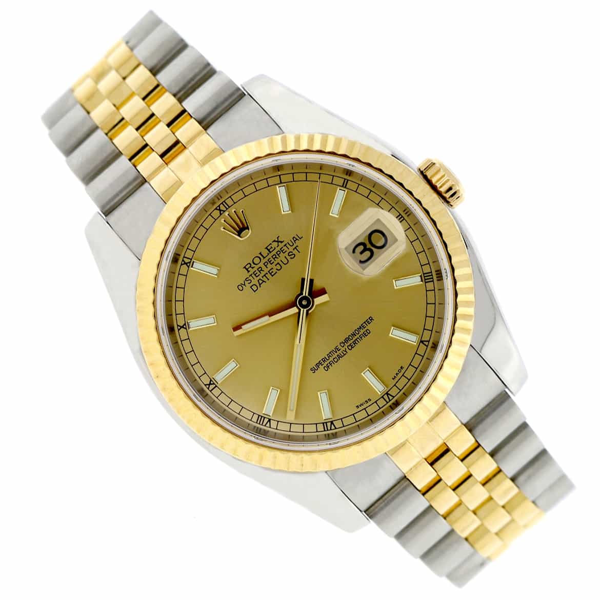 Rolex Datejust 2-Tone 18K Yellow Gold & Stainless Steel Original Champagne Dial 36MM Automatic Jubilee Mens Watch 116233 - Image 4