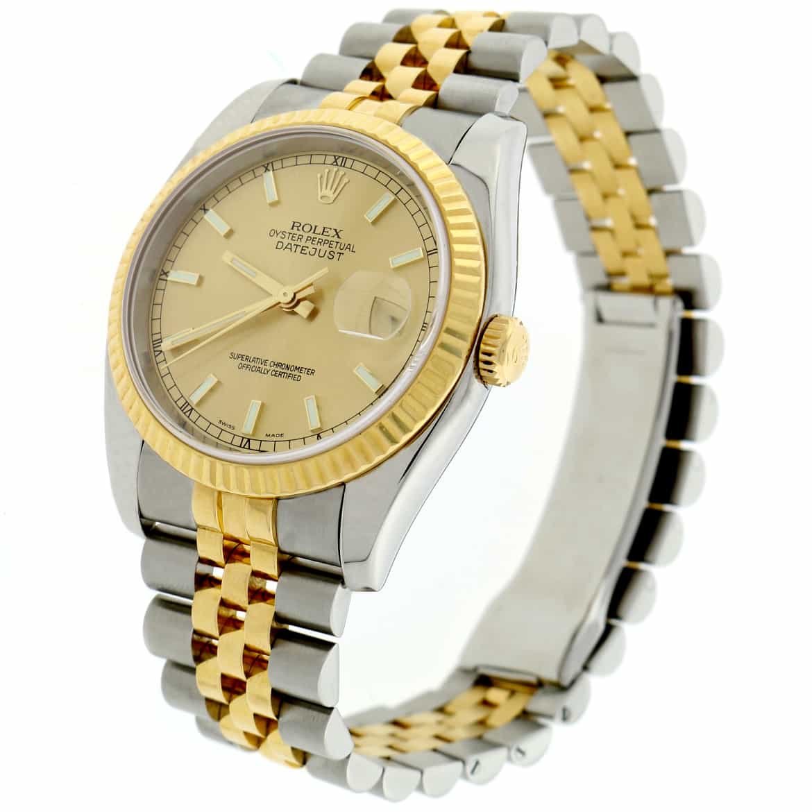 Rolex Datejust 2-Tone 18K Yellow Gold & Stainless Steel Original Champagne Dial 36MM Automatic Jubilee Mens Watch 116233 - Image 6