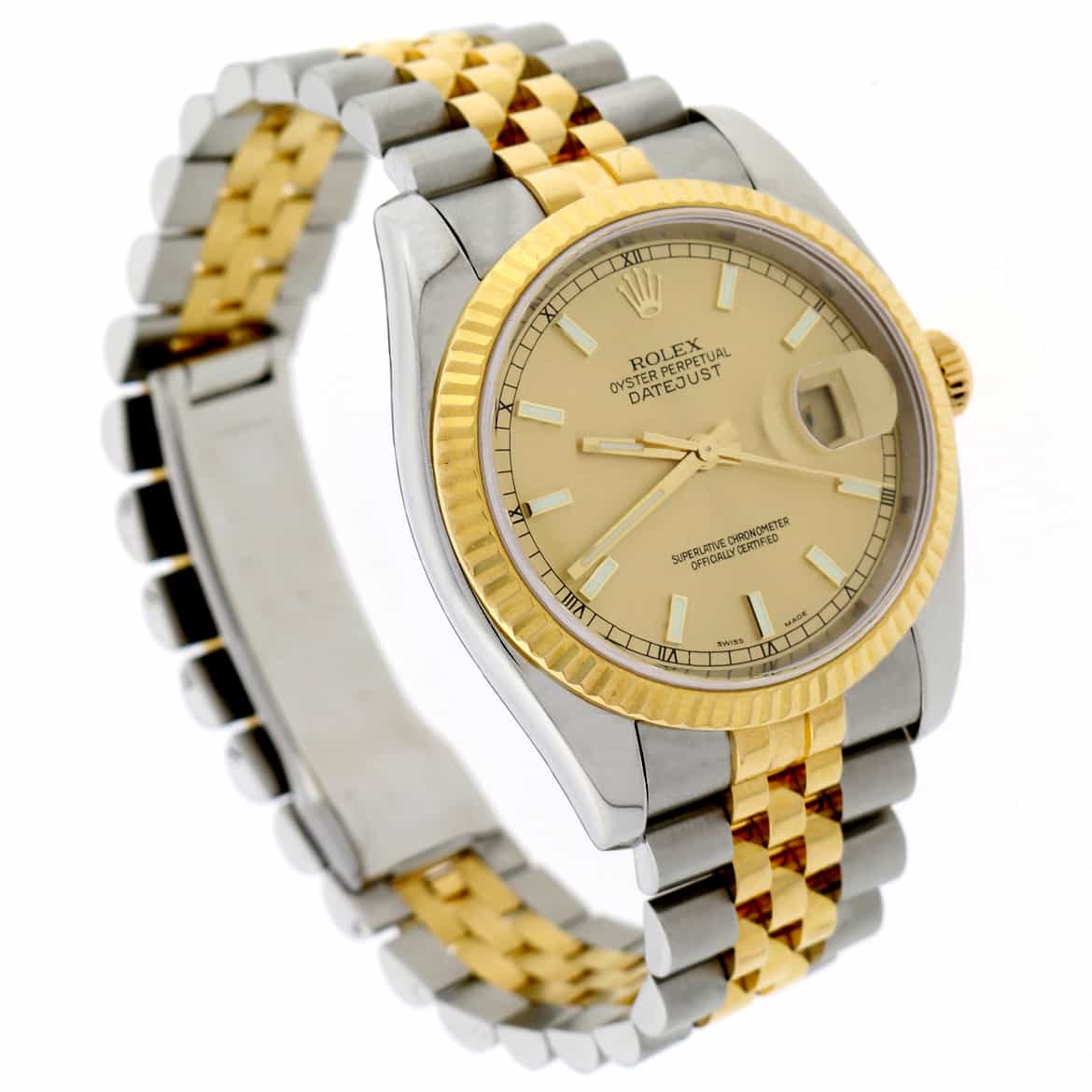 Rolex Datejust 2-Tone 18K Yellow Gold & Stainless Steel Original Champagne Dial 36MM Automatic Jubilee Mens Watch 116233 - Image 7