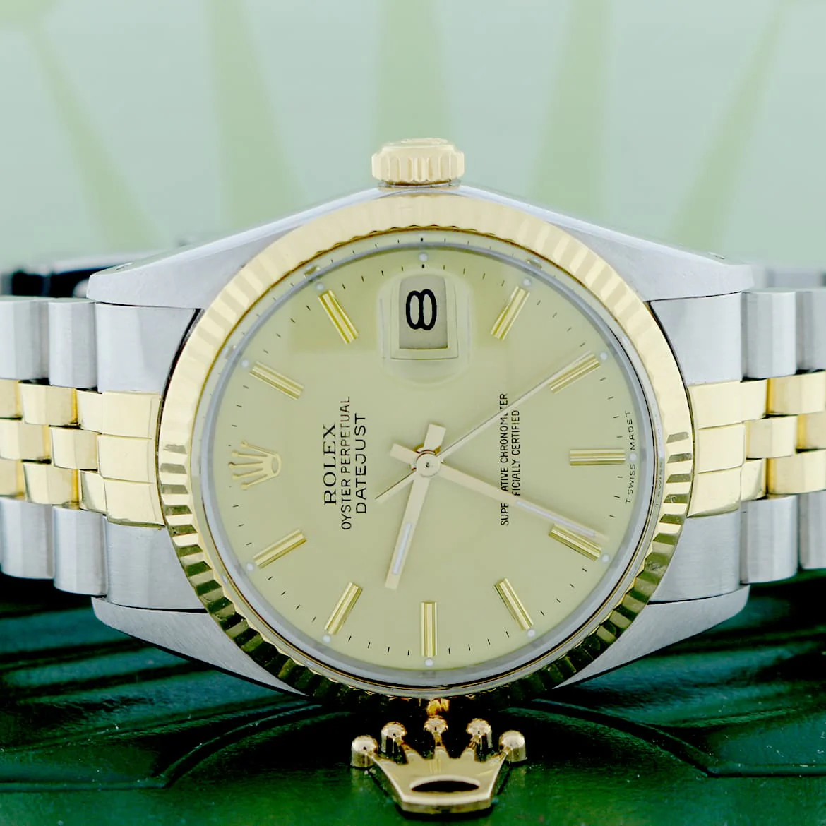 Rolex Datejust 2-Tone 18K Yellow Gold & Stainless Steel Original Champagne Dial 36MM Automatic Mens Jubilee Watch 16013 - Image 2