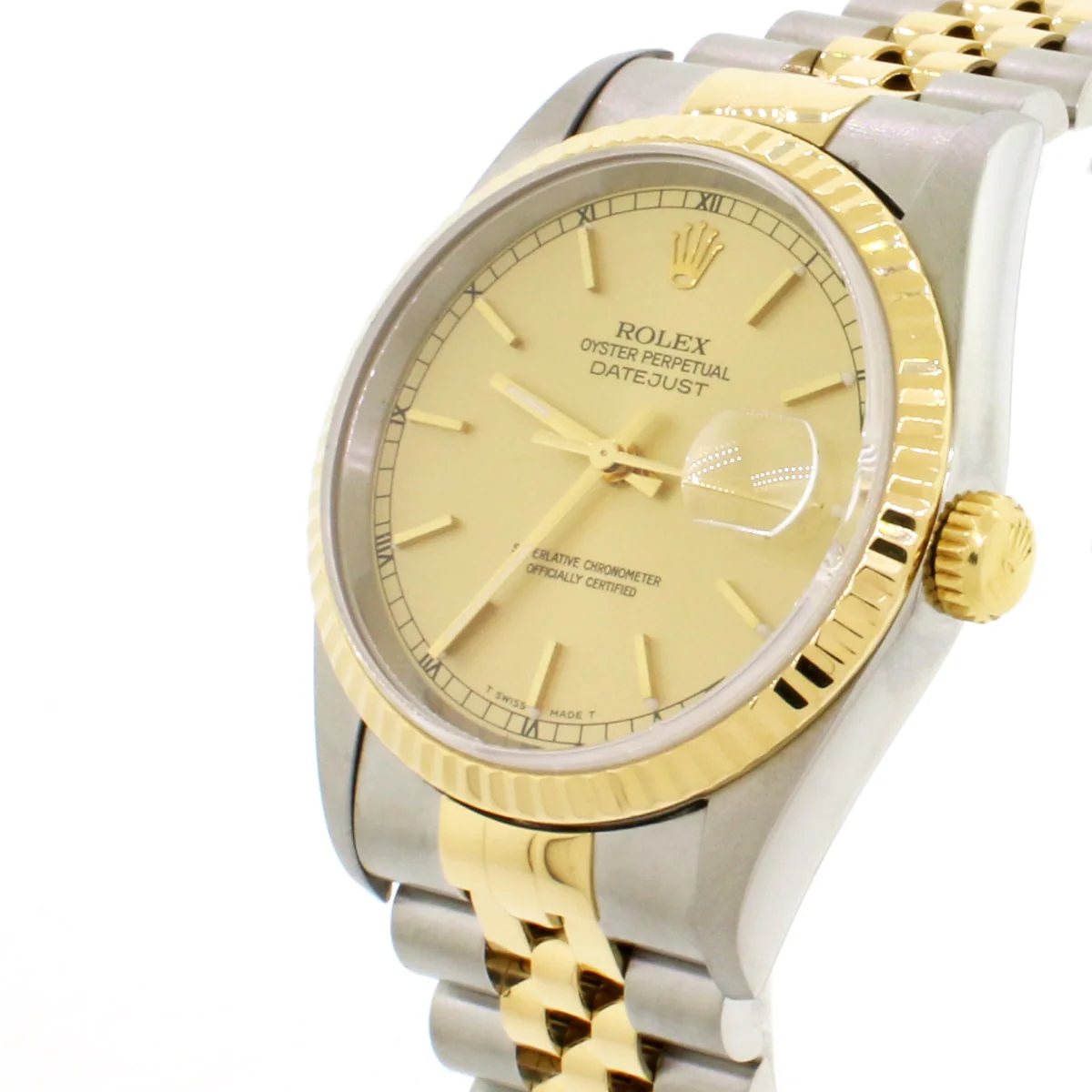 Rolex Datejust 2-Tone 18K Yellow Gold & Stainless Steel Original Champagne Stick Dial 36MM Automatic Jubilee Mens Watch 16233 - Image 4