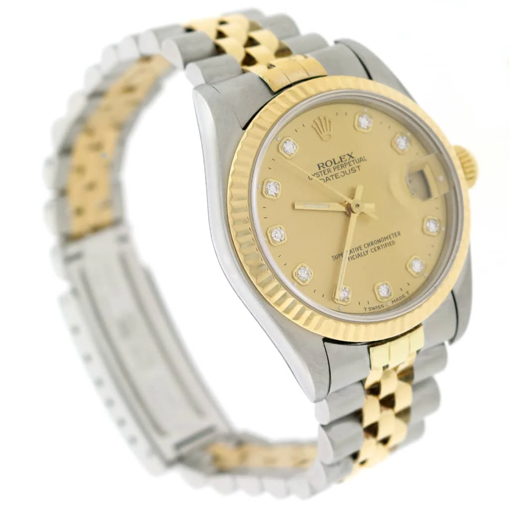 Rolex Datejust 2-Tone 18K Yellow Gold/Stainless Steel Original Champagne Diamond Dial 31mm Womens Jubilee Watch 68273 - Image 5