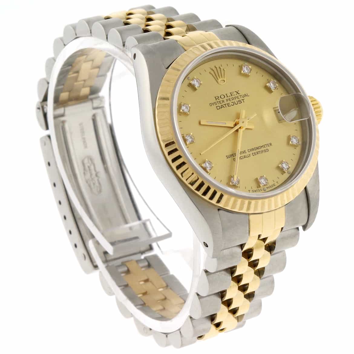 Rolex Datejust 2-Tone 18K Yellow Gold/Stainless Steel Original Champagne Diamond Dial 31mm Womens Jubilee Watch 68273 - Image 5