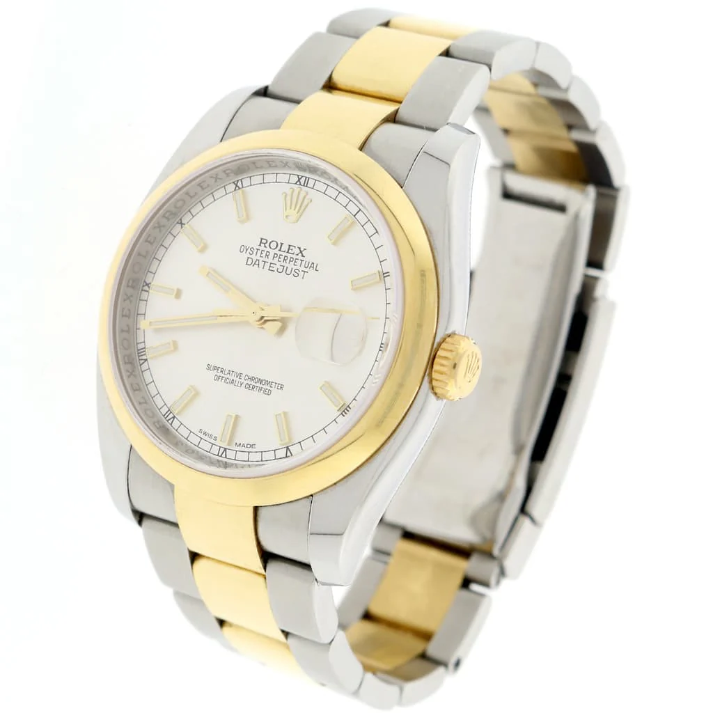 Rolex Datejust 2-Tone 18K Yellow Gold/Stainless Steel Original Silver Stick Dial 36MM Mens Oyster Watch 116203 - Image 10