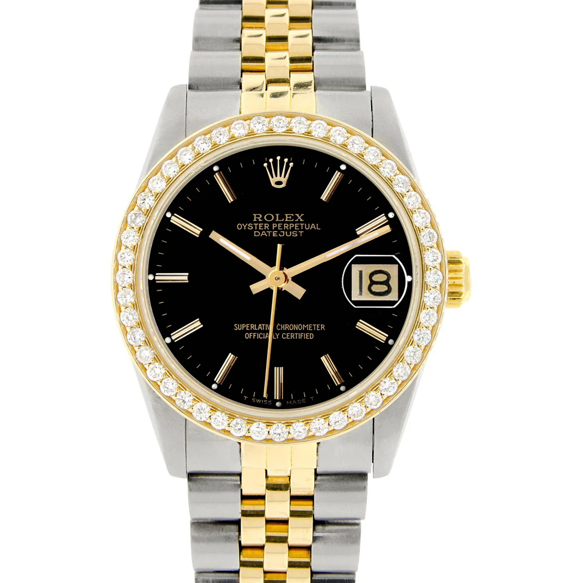 Rolex Datejust 2-tone 31mm 68273 Black Index Dial Watch With 0.95ct Diamond Bezel - Image 2