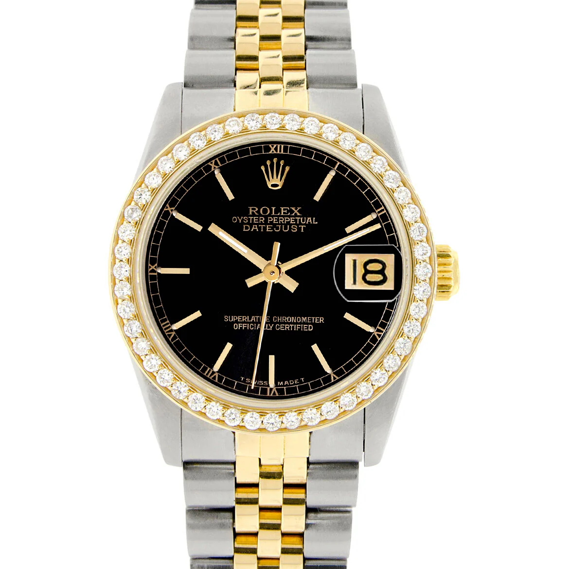 Rolex Datejust 2-tone 31mm 68273 Black Index Track Dial Watch With 0.95ct Diamond Bezel - Image 2