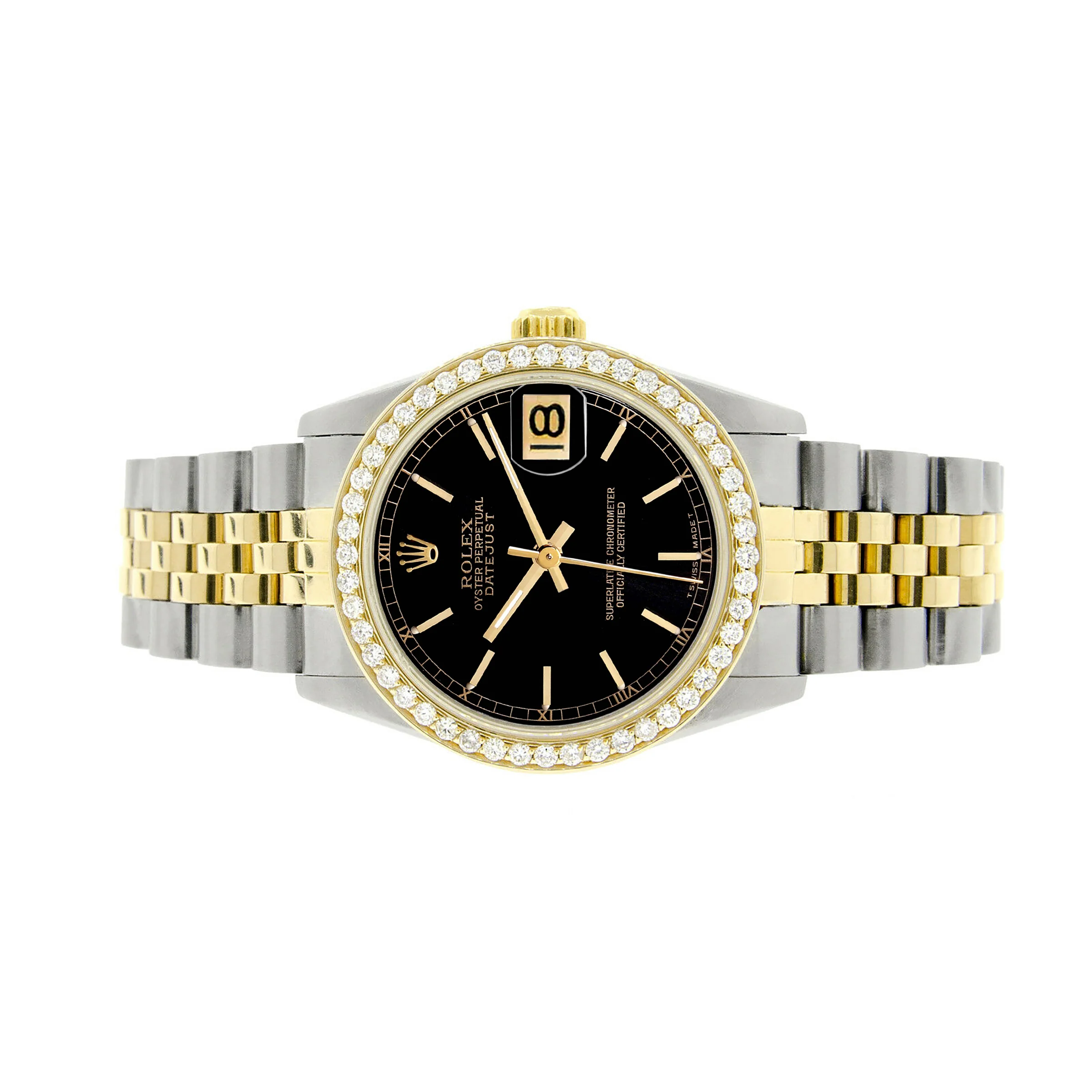 Rolex Datejust 2-tone 31mm 68273 Black Index Track Dial Watch With 0.95ct Diamond Bezel - Image 4