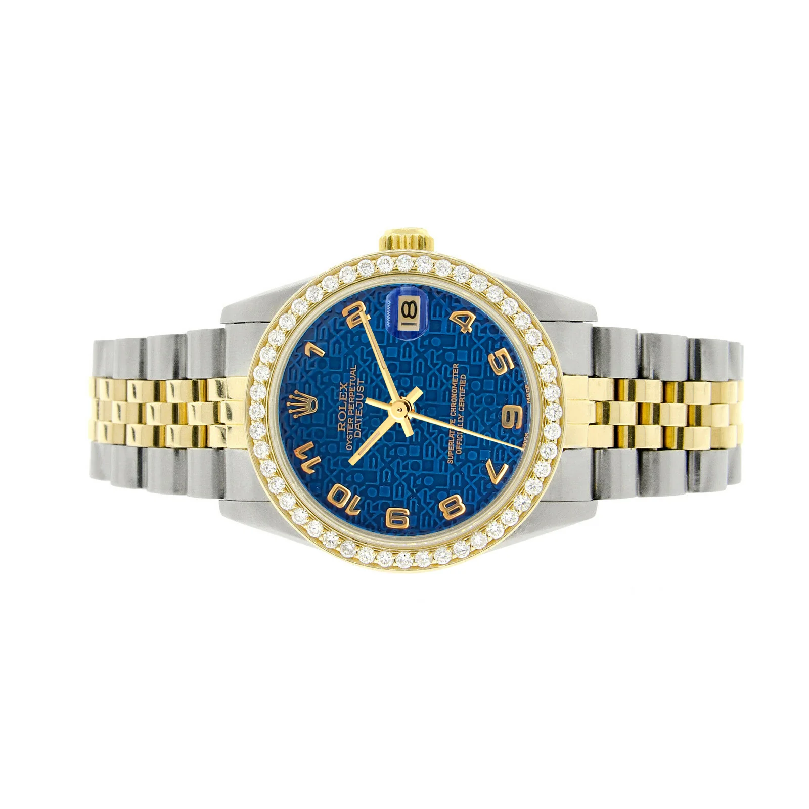 Rolex Datejust 2-tone 31mm 68273 Blue Anniversary Arabic Watch With 0.95ct Diamond Bezel - Image 3