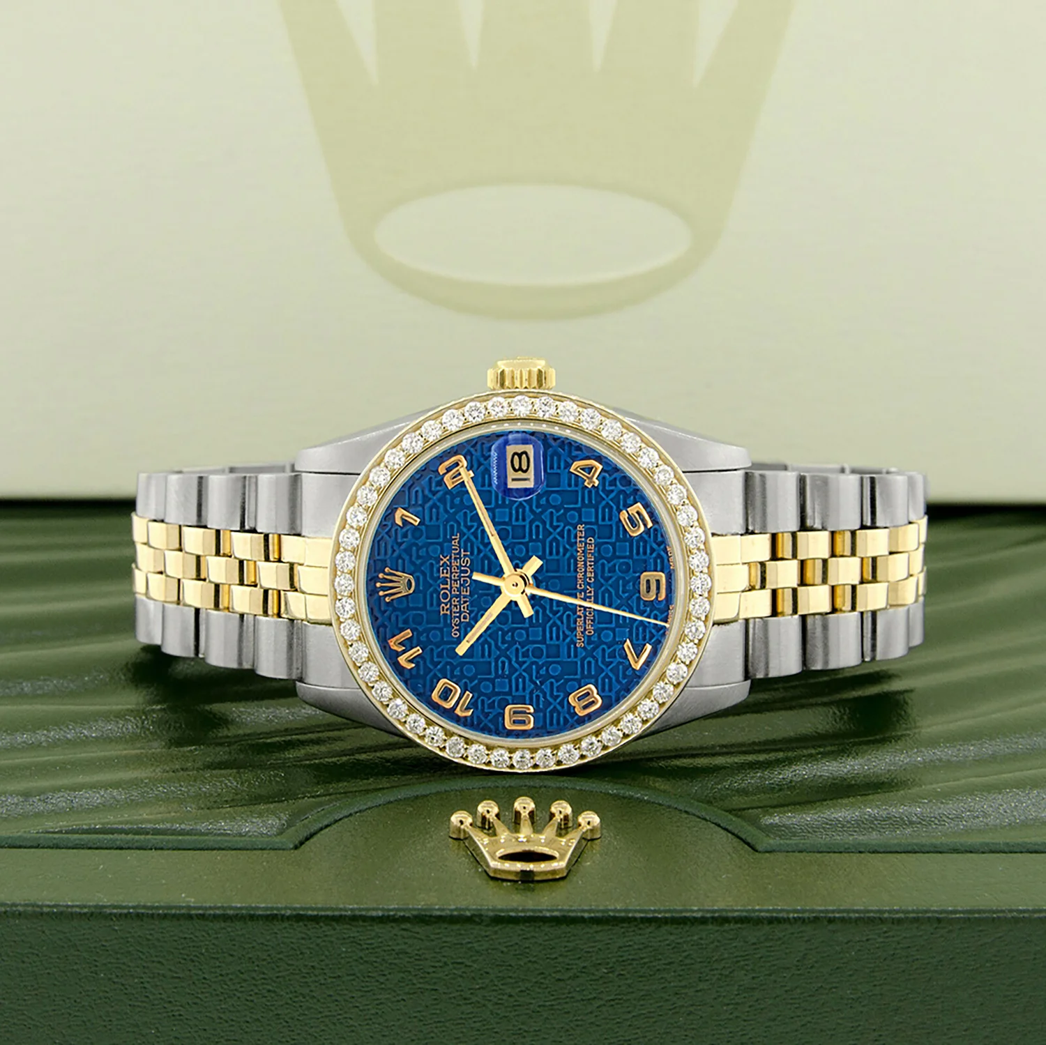 Rolex Datejust 2-tone 31mm 68273 Blue Anniversary Arabic Watch With 0.95ct Diamond Bezel - Image 4