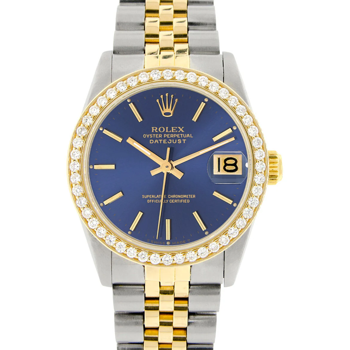 Rolex Datejust 2-tone 31mm 68273 Blue Index Dial Watch With 0.95ct Diamond Bezel - Image 2