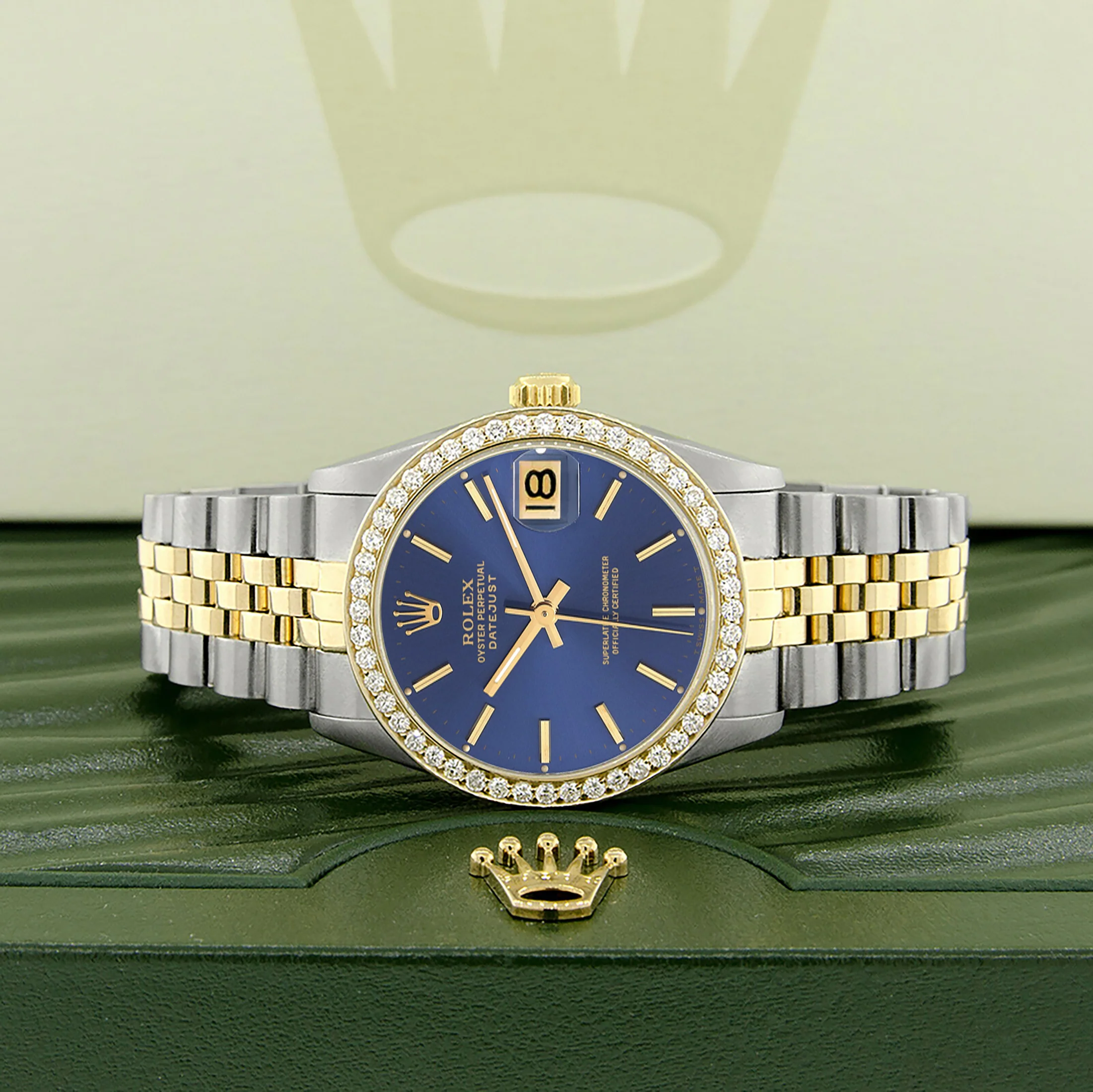 Rolex Datejust 2-tone 31mm 68273 Blue Index Dial Watch With 0.95ct Diamond Bezel - Image 3