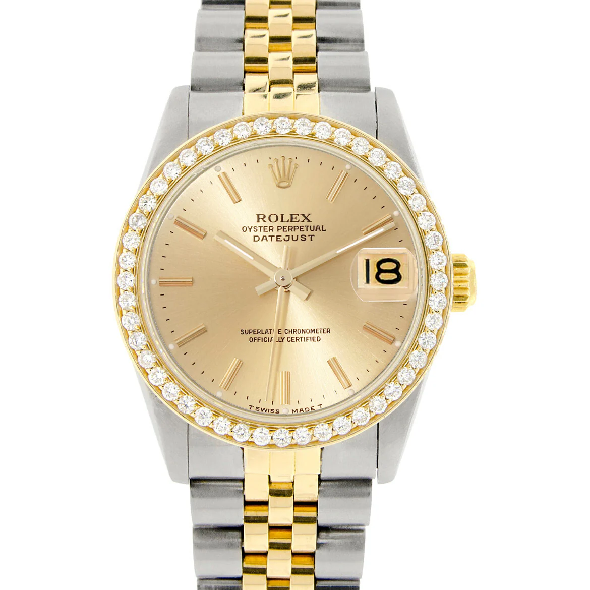 Rolex Datejust 2-tone 31mm 68273 Champagne Index Dial Watch With 0.95ct Diamond Bezel - Image 2