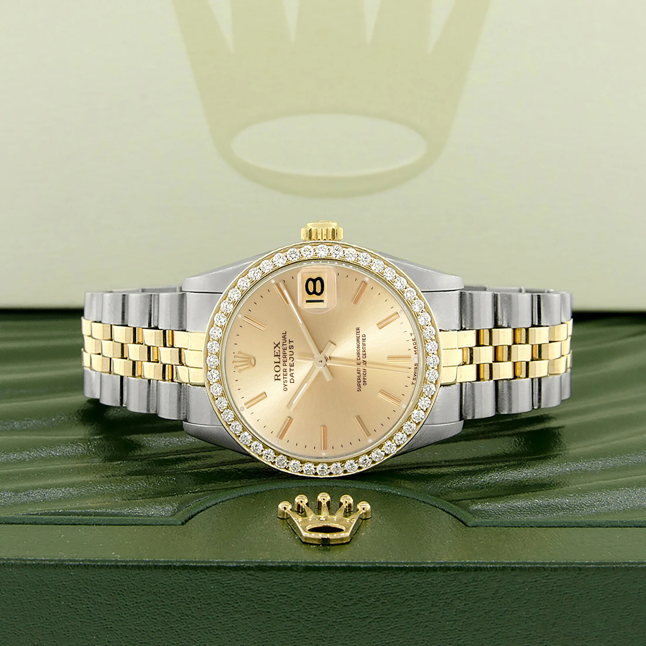 Rolex Datejust 2-tone 31mm 68273 Champagne Index Dial Watch With 0.95ct Diamond Bezel - Image 3