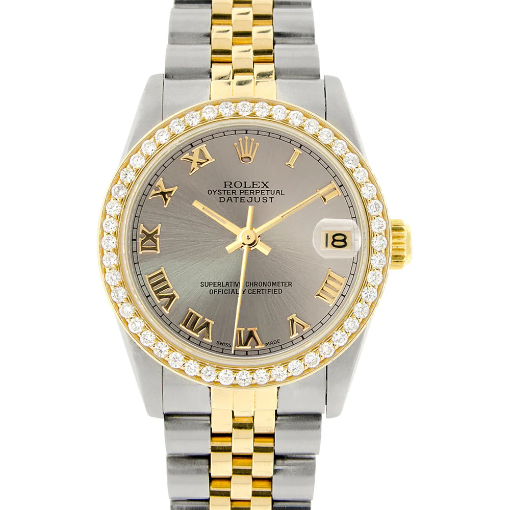 Rolex Datejust 2-tone 31mm 68273 Gray Roman Dial Watch With 0.95ct Diamond Bezel - Image 3
