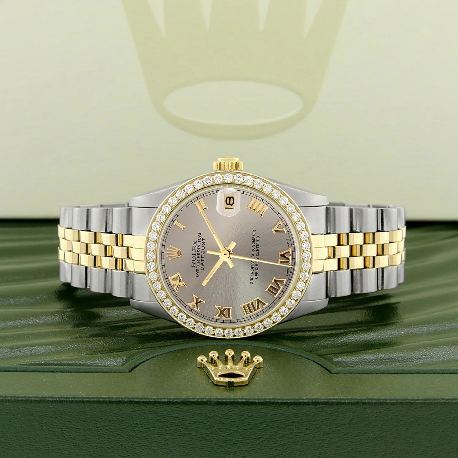 Rolex Datejust 2-tone 31mm 68273 Gray Roman Dial Watch With 0.95ct Diamond Bezel - Image 4
