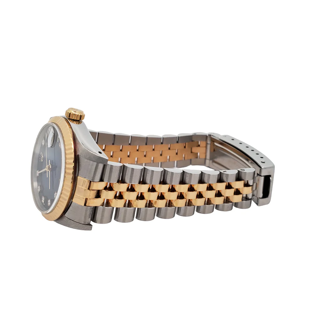 Rolex Datejust 2-Tone 31mm Factory Blue Vignette Diamond Dial Yellow Gold/Steel Watch 68273 - Image 4