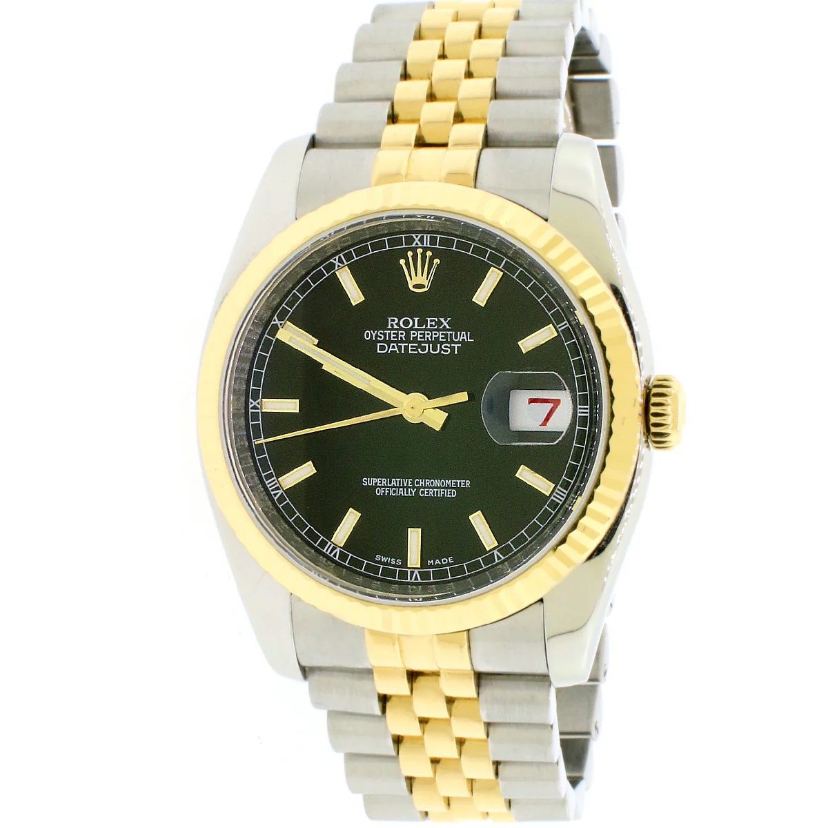 Rolex Datejust 2-Tone Black Dial 36mm Jubilee Watch 116233 Box Papers