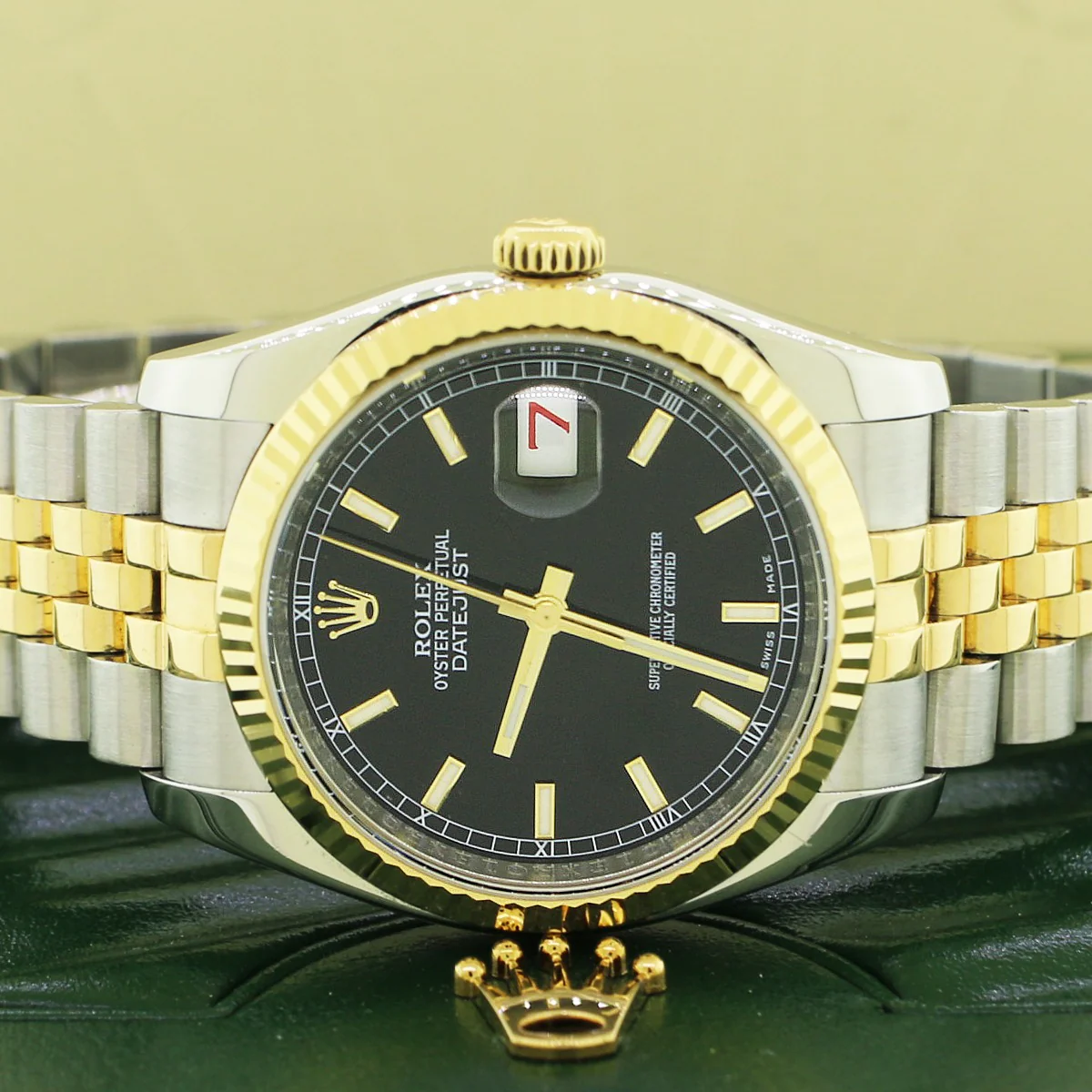 Rolex Datejust 2-Tone Black Dial 36mm Jubilee Watch 116233 Box Papers - Image 2