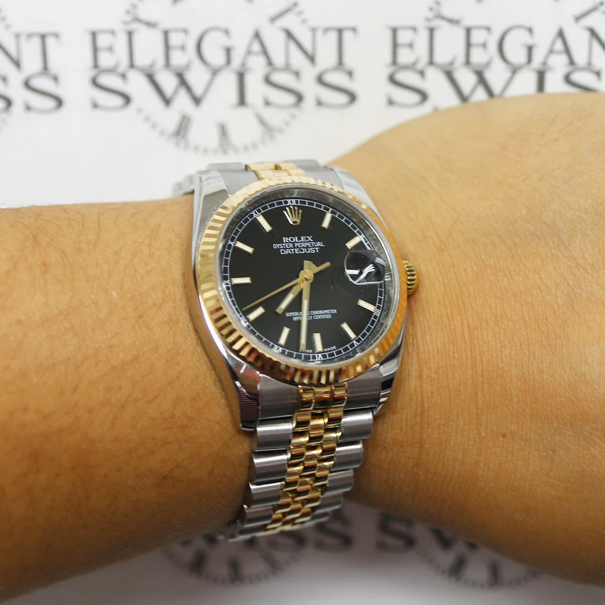 Rolex Datejust 2-Tone Black Dial 36mm Jubilee Watch 116233 Box Papers - Image 4