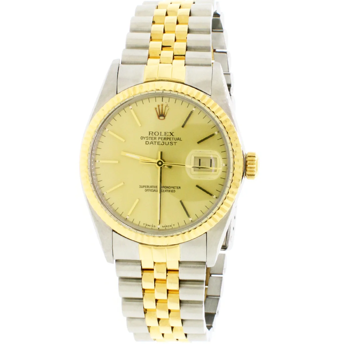 Rolex Datejust 2-Tone Champagne Dial 36mm Jubilee Watch 16013