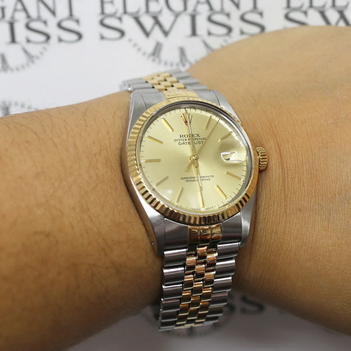 Rolex Datejust 2-Tone Champagne Dial 36mm Jubilee Watch 16013 - Image 3