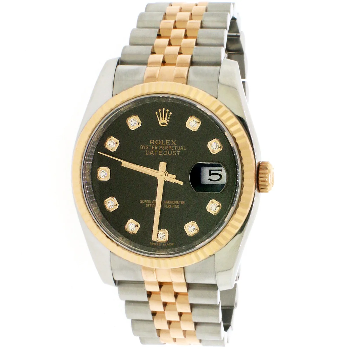 Rolex Datejust 2-Tone Rose 36mm Factory Black Diamond Dial 116231 - Image 2