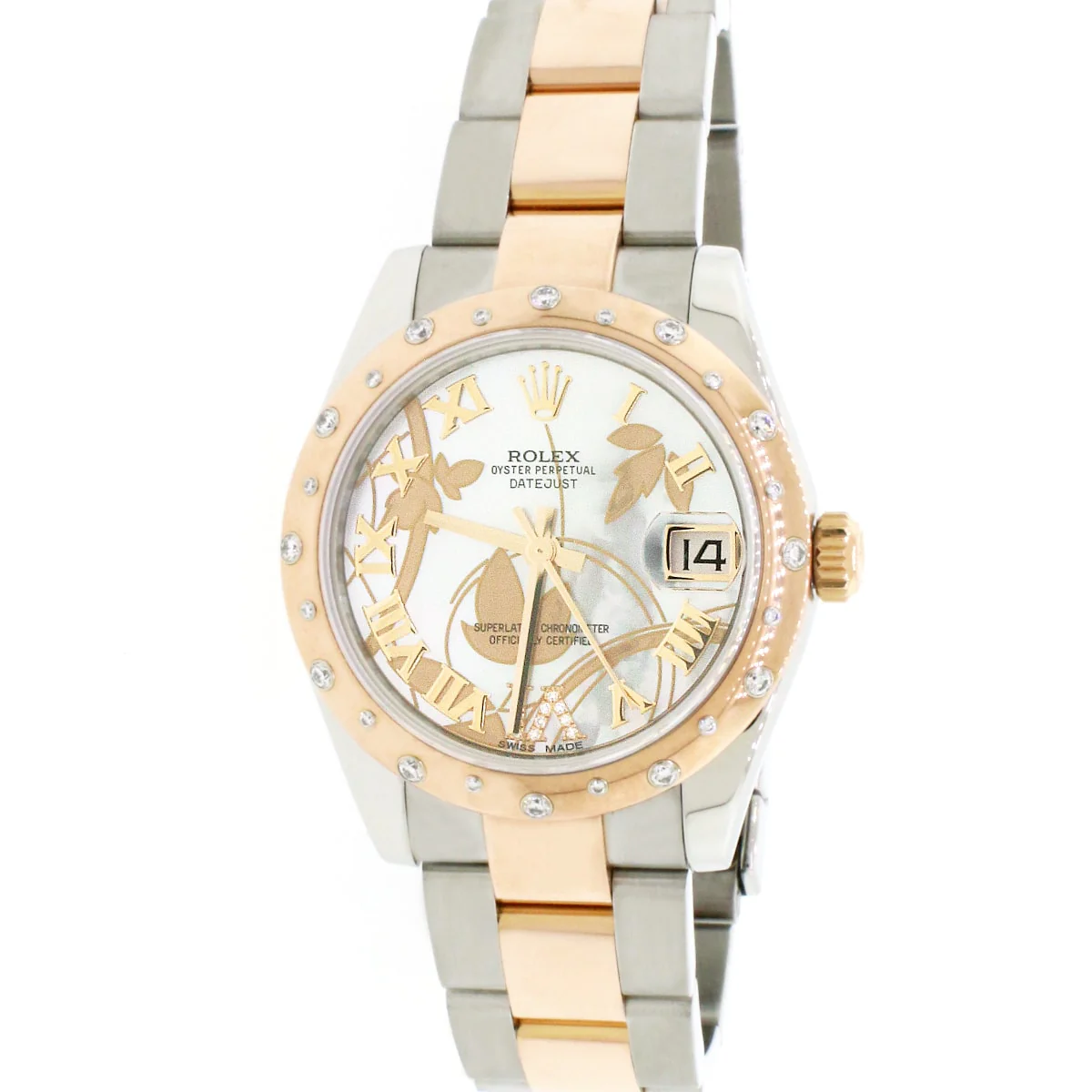Rolex Datejust 2-Tone Rose/SS Factory Floral MOP Diamond Dial Midsize 31mm Watch 178341 Box & Papers - Image 3