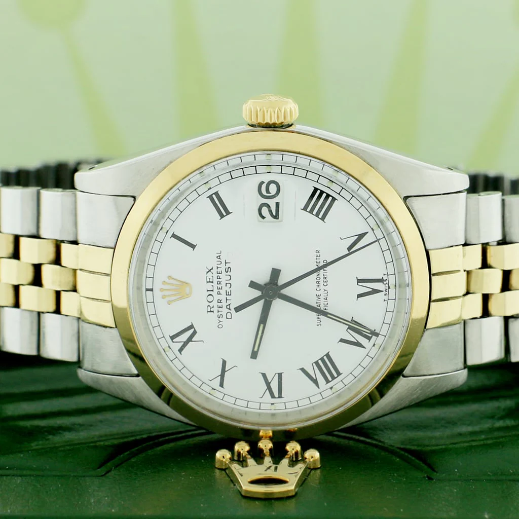 Rolex Datejust 2-Tone Vintage Yellow Gold & Stainless Steel Factory White Dial 36MM Automatic Mens Watch 1603 - Image 2