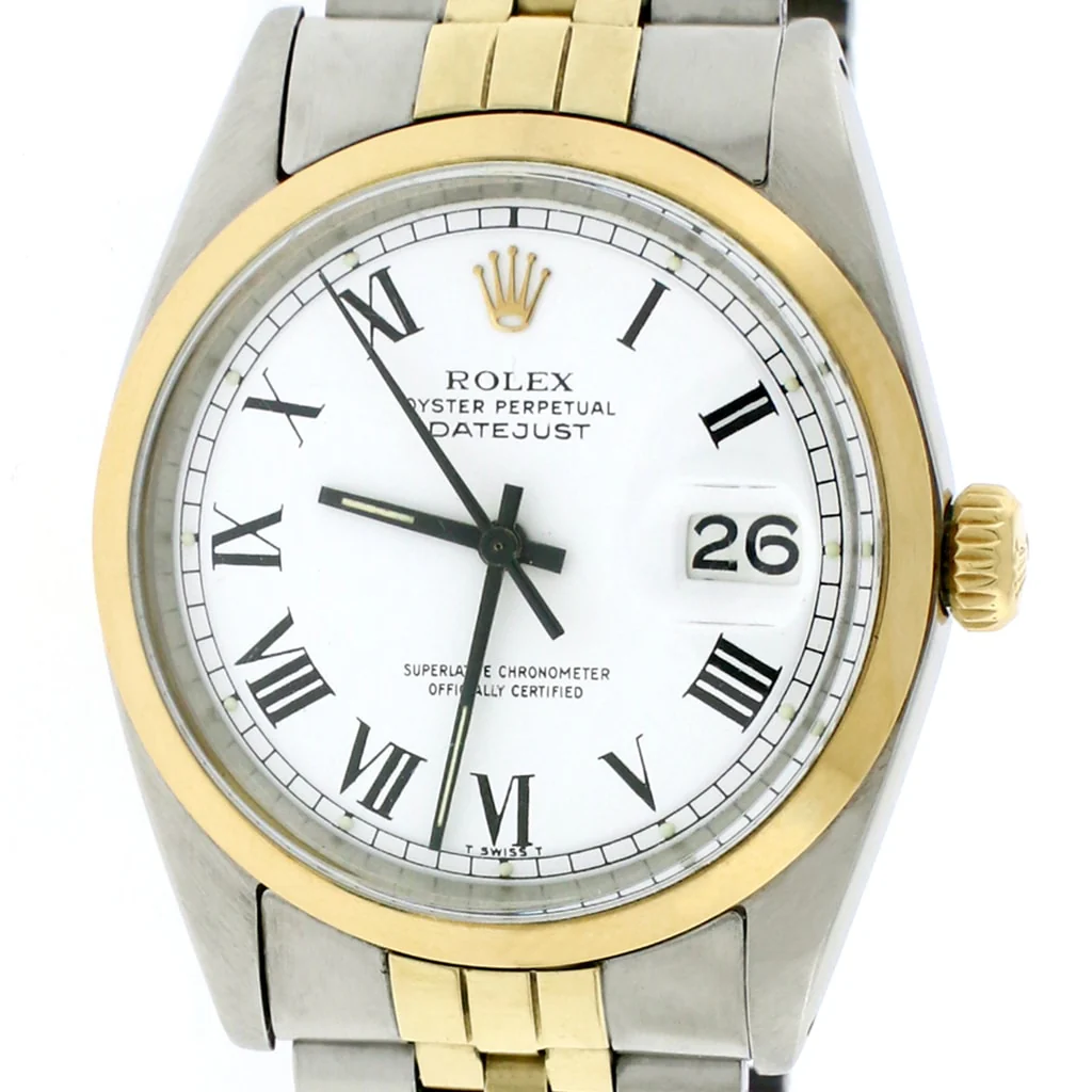 Rolex Datejust 2-Tone Vintage Yellow Gold & Stainless Steel Factory White Dial 36MM Automatic Mens Watch 1603 - Image 3