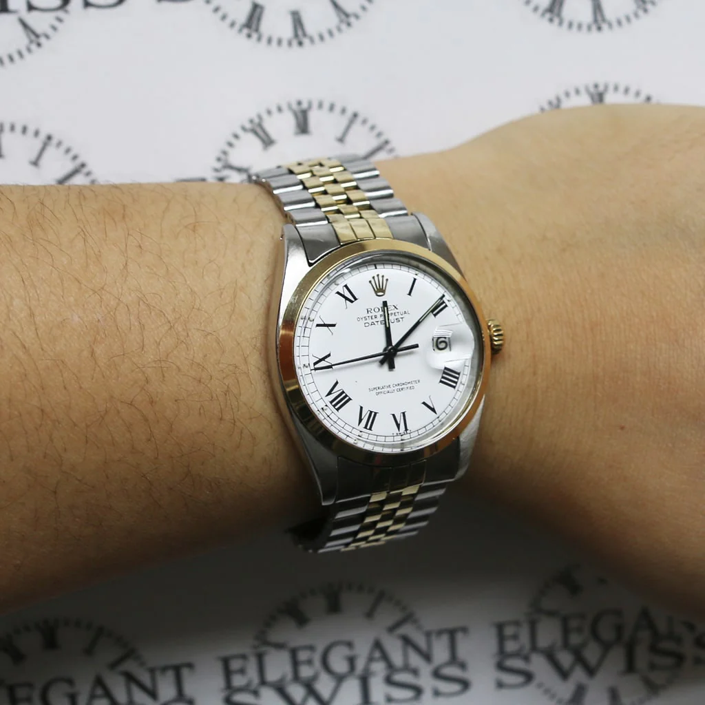 Rolex Datejust 2-Tone Vintage Yellow Gold & Stainless Steel Factory White Dial 36MM Automatic Mens Watch 1603 - Image 5