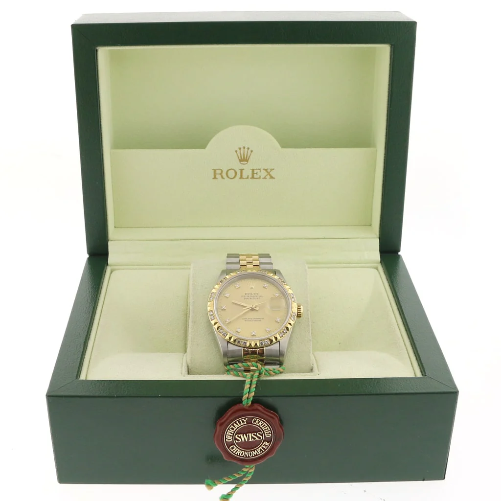 Rolex Datejust 2-Tone Yellow Gold/Stainless Steel Factory Champagne Diamond Dial 36MM Jubilee Watch 16233 w/Diamond Bezel - Image 3