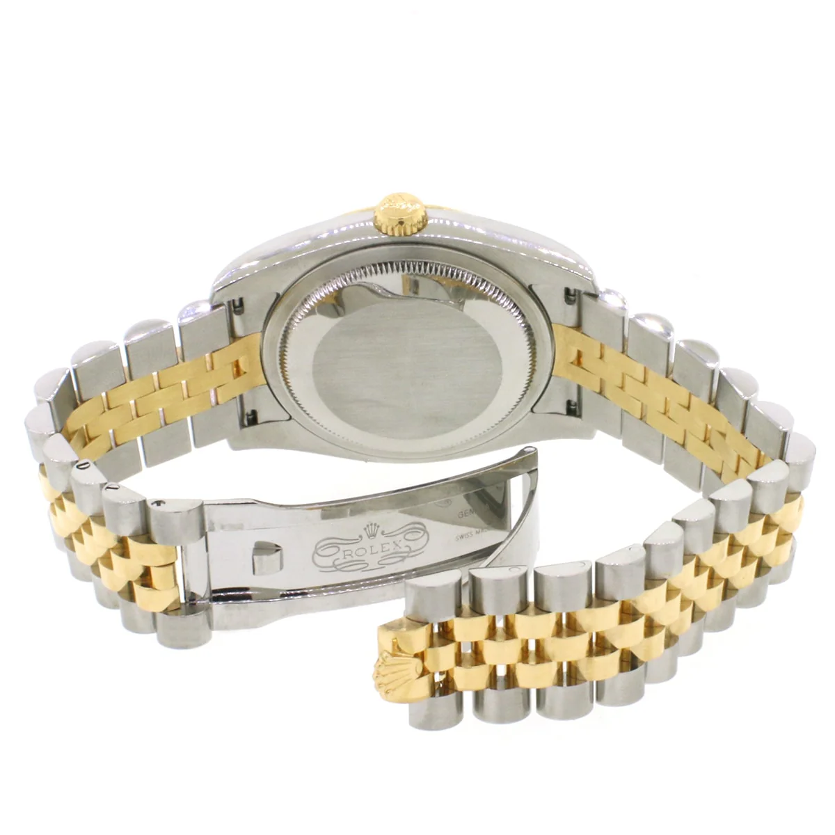 Rolex Datejust 2-Tone Yellow Gold/Steel Jubilee Factory Black Diamond Dial 36MM Automatic Mens Watch 116233 - Image 6