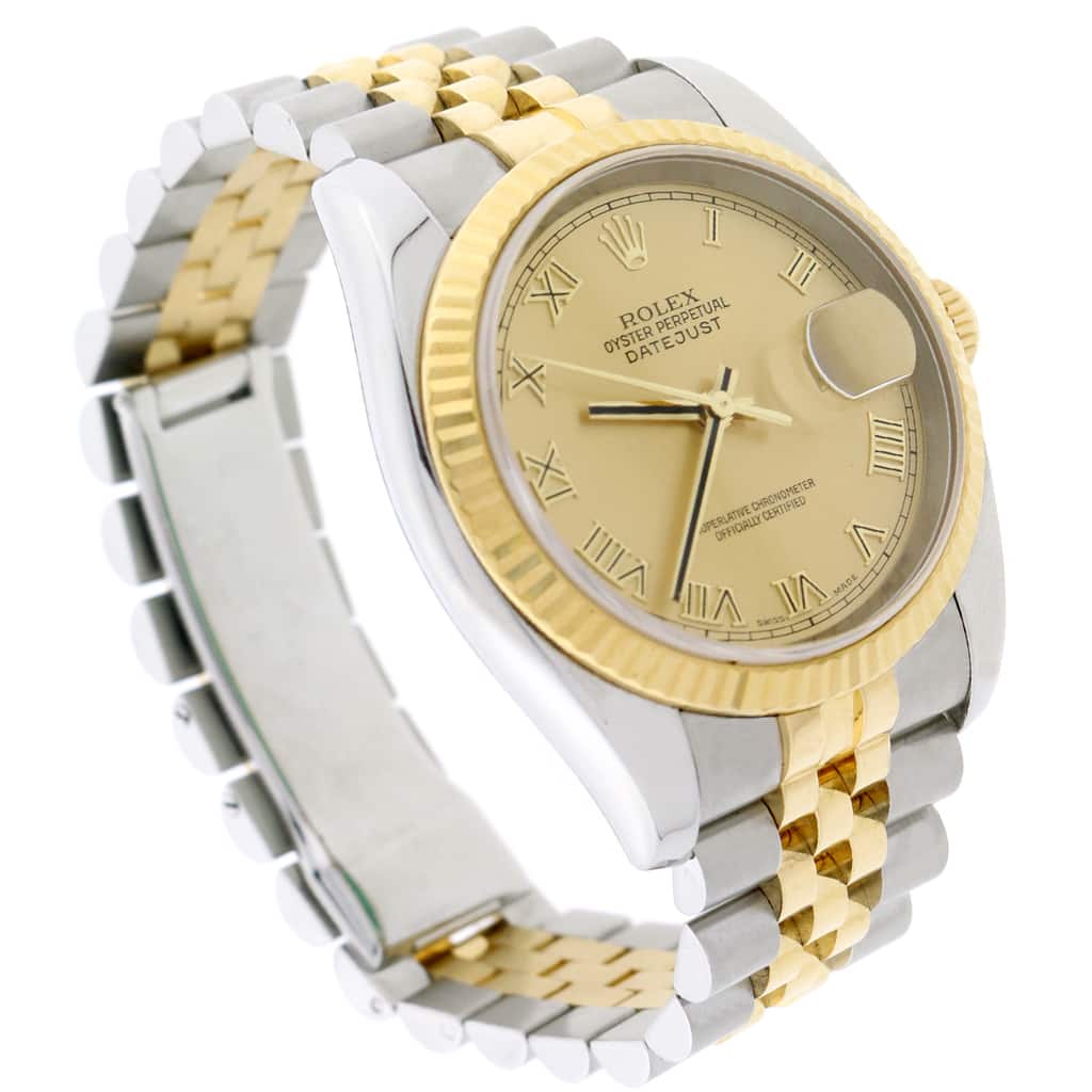 Rolex Datejust 2-Tone Yellow Gold/Stainless Steel Original Champagne Roman Dial 36MM Jubilee Watch 116233 - Image 8