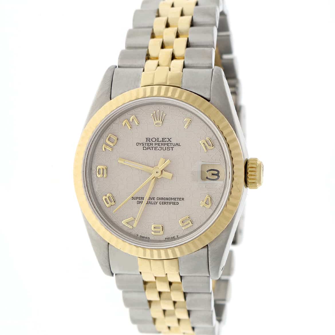 Rolex Datejust 2-Tone Gold/Steel Factory Jubilee Arabic Dial 31mm Midsize Watch 68273