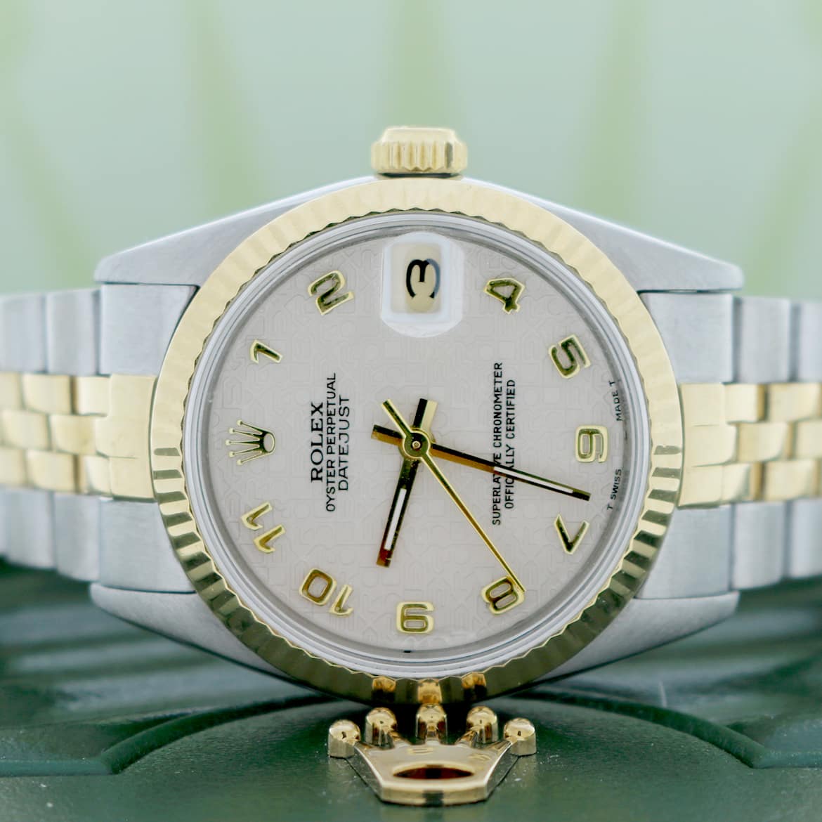 Rolex Datejust 2-Tone Gold/Steel Factory Jubilee Arabic Dial 31mm Midsize Watch 68273 - Image 2