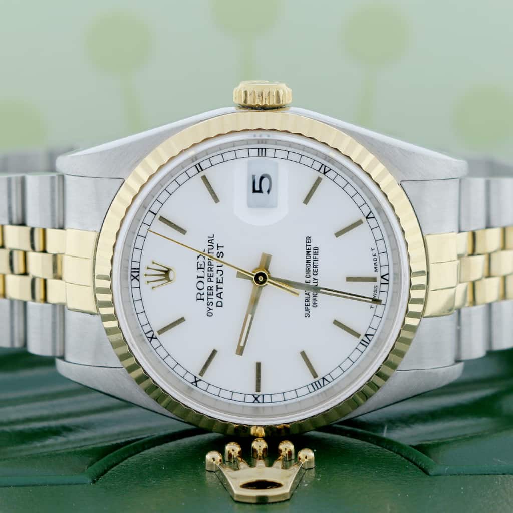 Rolex Datejust 2-Tone Yellow Gold/Stainless Steel Original White Index Dial 36MM Jubilee Watch 16233 - Image 2