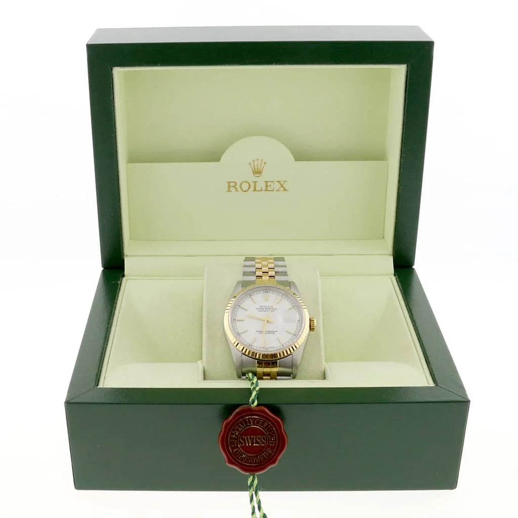 Rolex Datejust 2-Tone Yellow Gold/Stainless Steel Original White Index Dial 36MM Jubilee Watch 16233 - Image 3