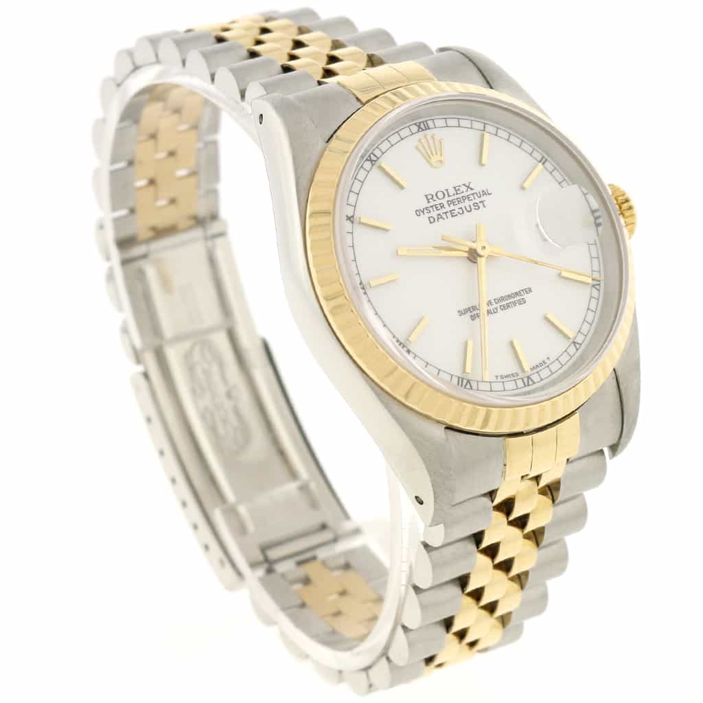 Rolex Datejust 2-Tone Yellow Gold/Stainless Steel Original White Index Dial 36MM Jubilee Watch 16233 - Image 4