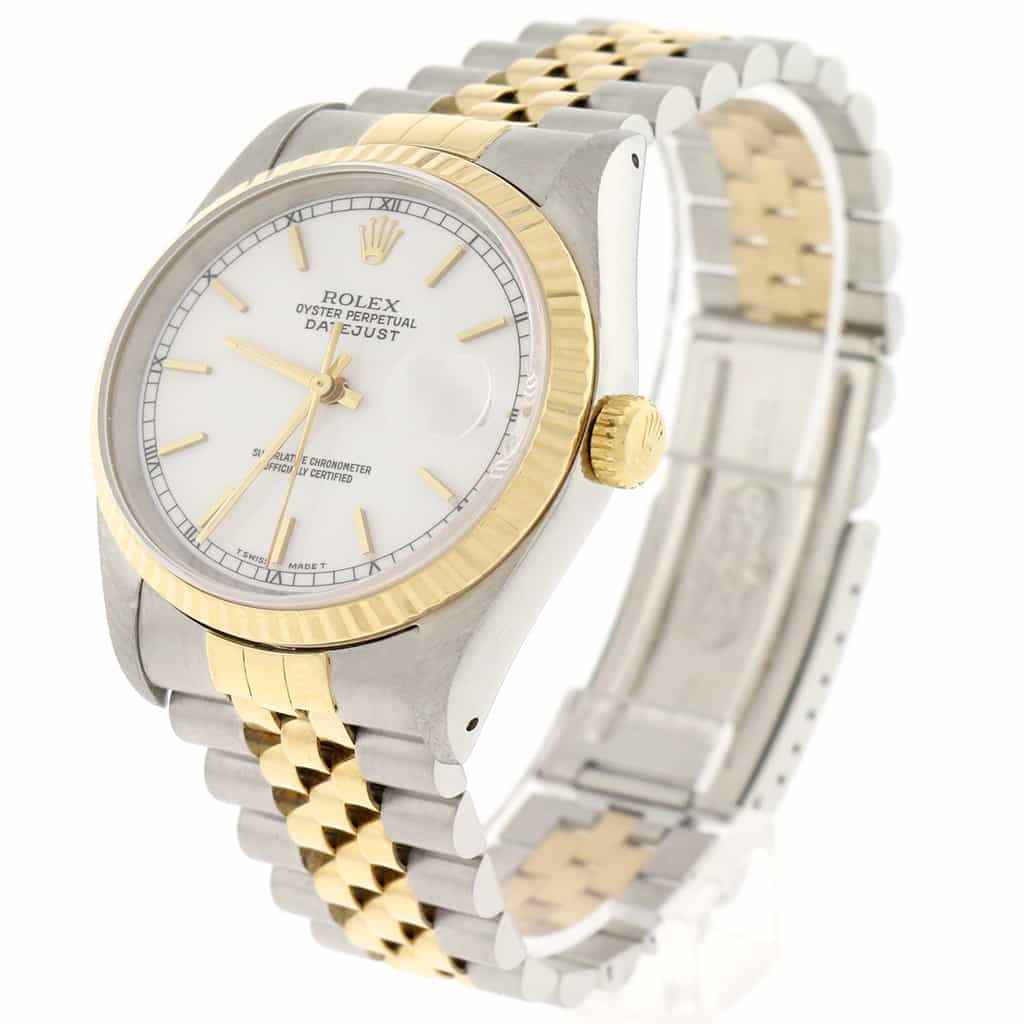 Rolex Datejust 2-Tone Yellow Gold/Stainless Steel Original White Index Dial 36MM Jubilee Watch 16233 - Image 5