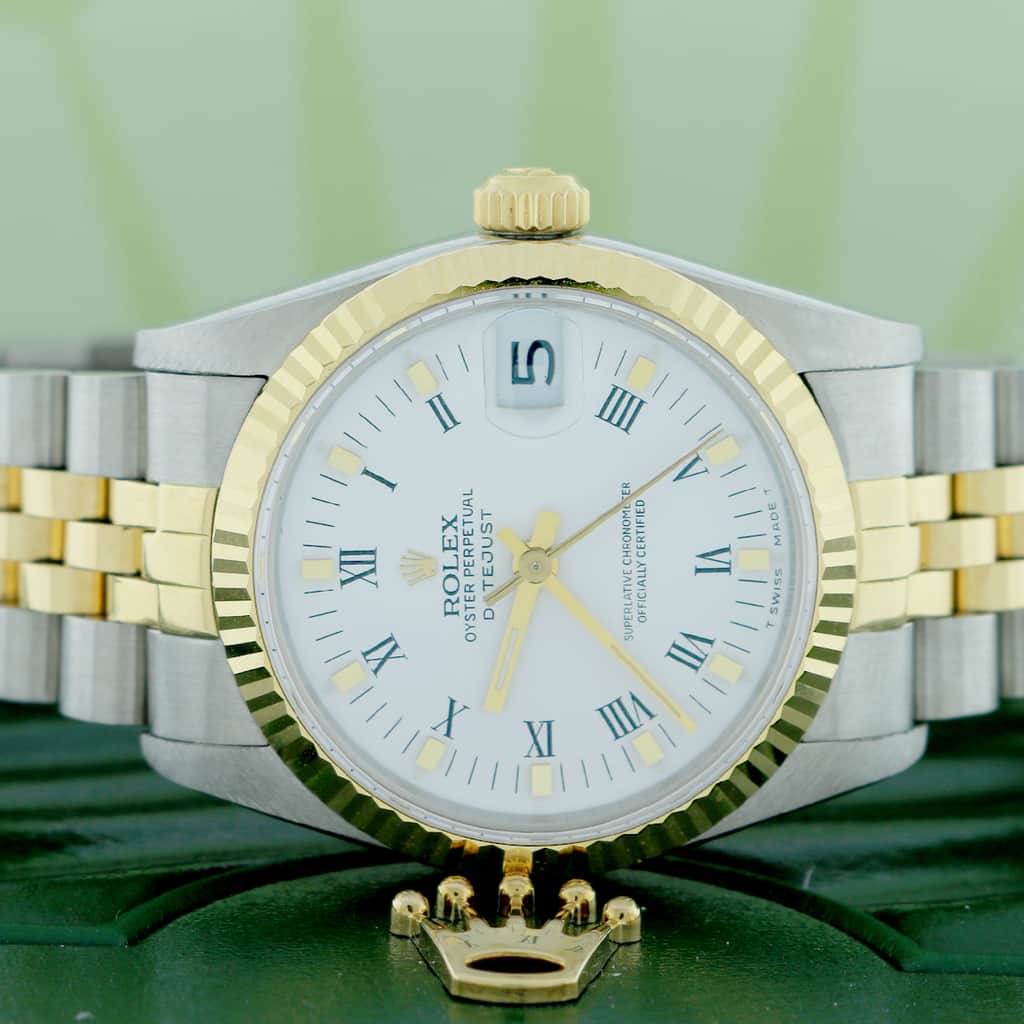 Rolex Datejust 2-Tone Yellow Gold/Stainless Steel Original White Roman Dial 31MM Jubilee Watch 68273 - Image 2