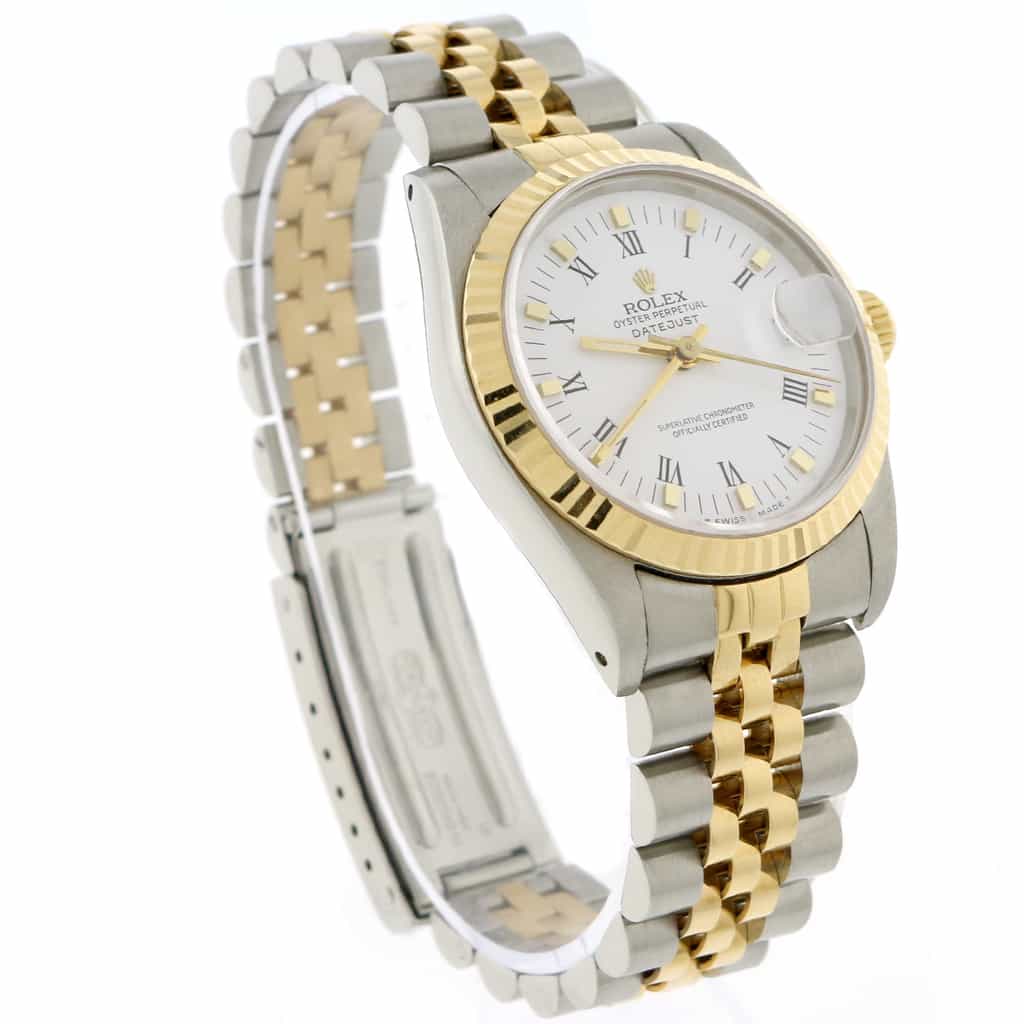 Rolex Datejust 2-Tone Yellow Gold/Stainless Steel Original White Roman Dial 31MM Jubilee Watch 68273 - Image 4