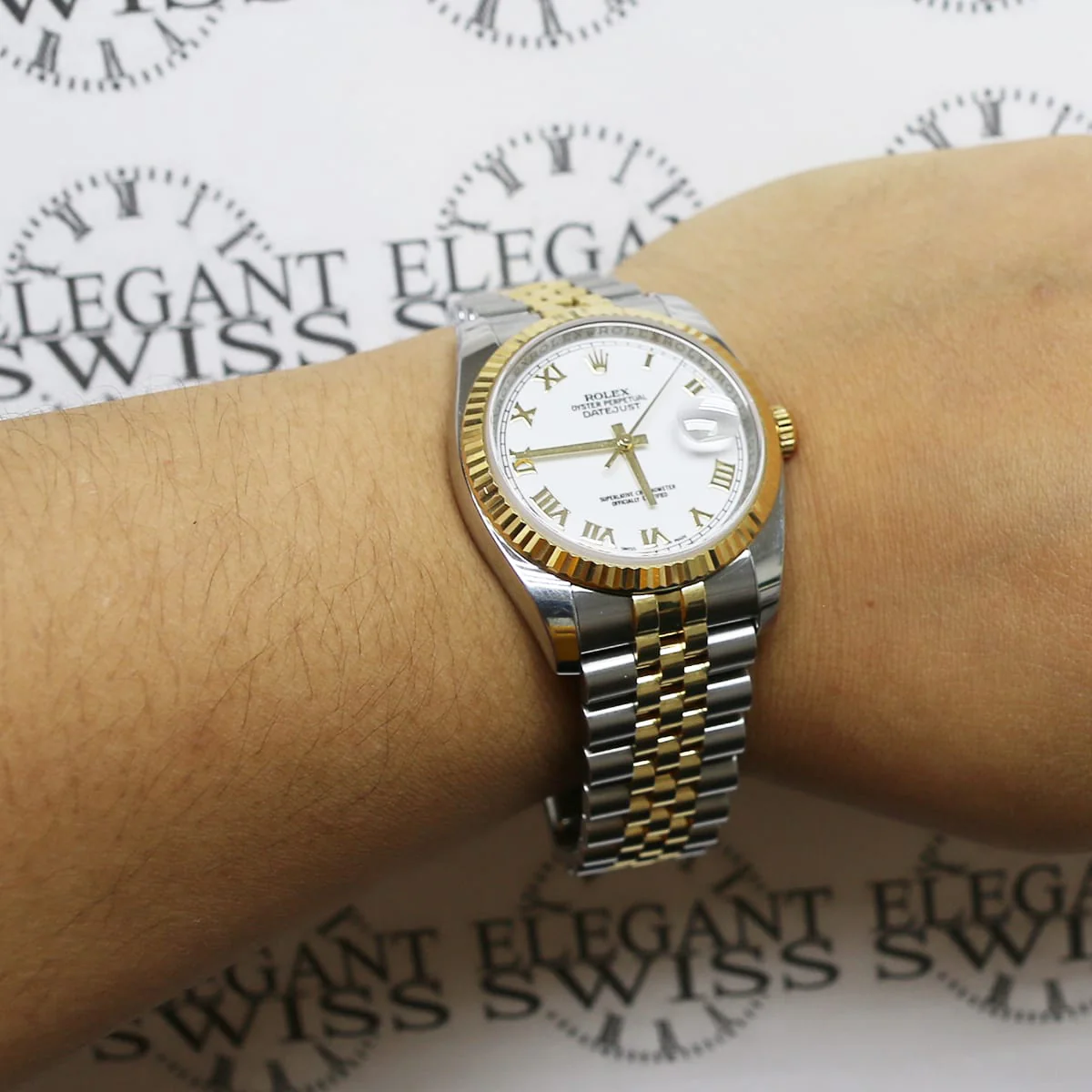 Rolex Datejust 2-Tone Yellow Gold/Stainless Steel Original White Roman Dial 36MM Jubilee Watch 116233 w/ Box Papers - Image 2