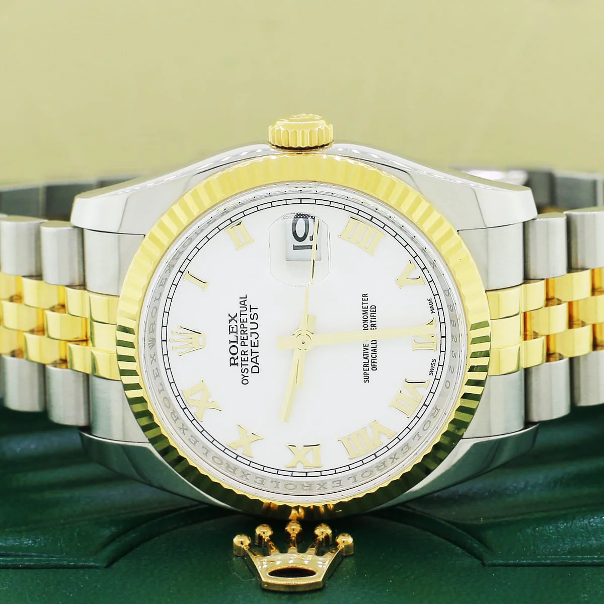 Rolex Datejust 2-Tone Yellow Gold/Stainless Steel Original White Roman Dial 36MM Jubilee Watch 116233 w/ Box Papers - Image 3