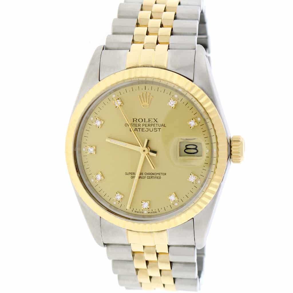 Rolex Datejust 2-Tone Yellow Gold/Steel Original Champagne Diamond Dial 36MM Automatic Jubilee Mens Watch
