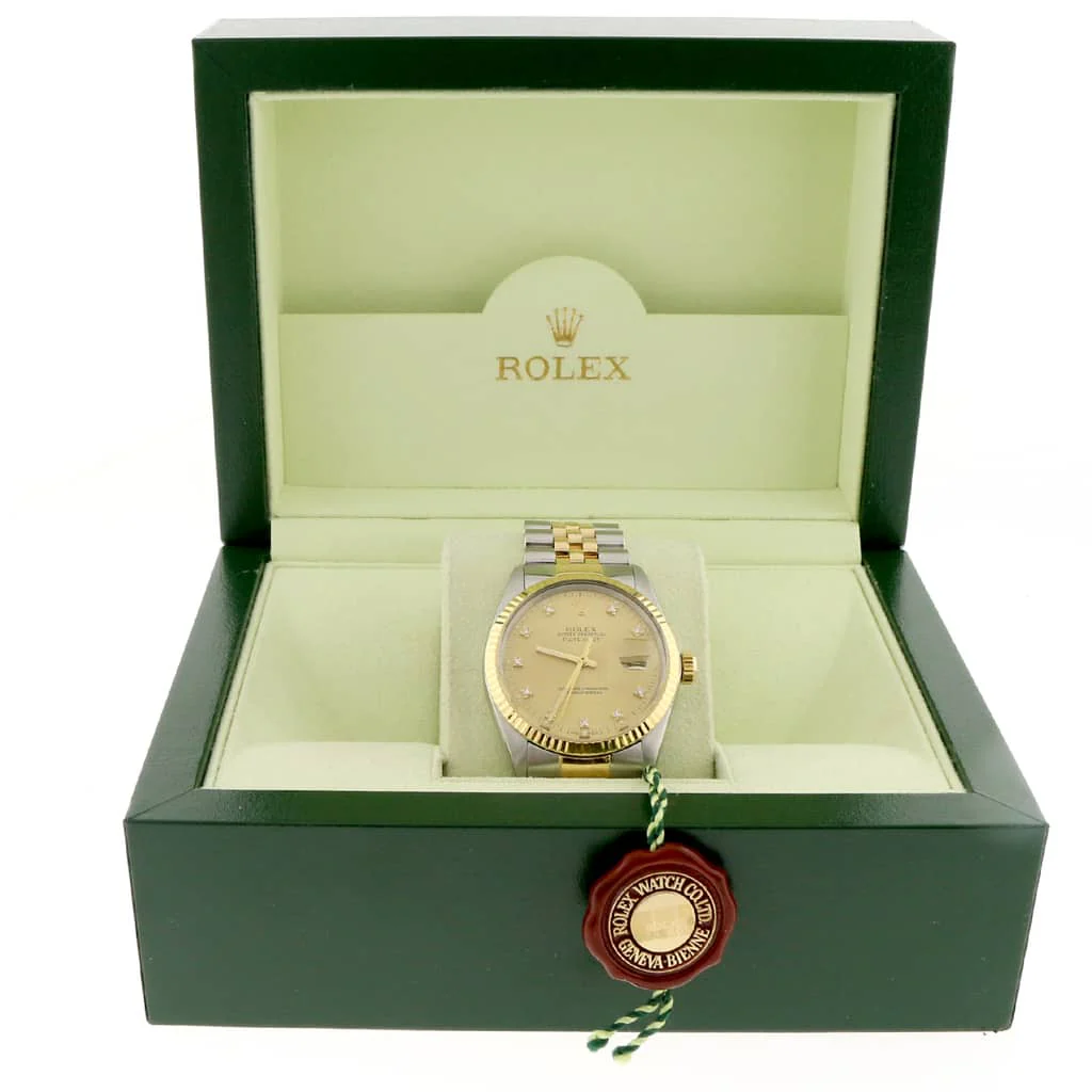 Rolex Datejust 2-Tone Yellow Gold/Steel Original Champagne Diamond Dial 36MM Automatic Jubilee Mens Watch - Image 3