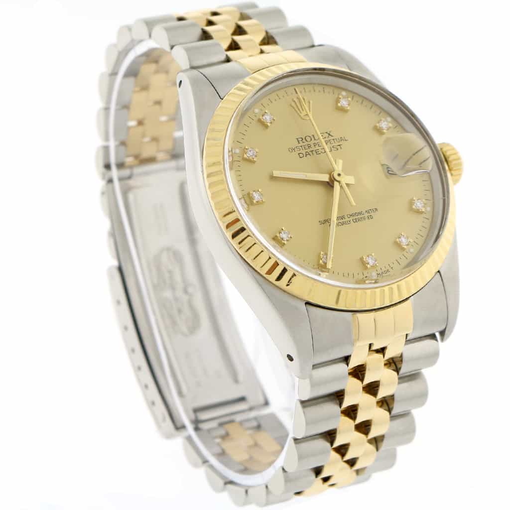 Rolex Datejust 2-Tone Yellow Gold/Steel Original Champagne Diamond Dial 36MM Automatic Jubilee Mens Watch - Image 4