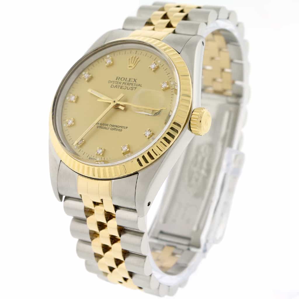 Rolex Datejust 2-Tone Yellow Gold/Steel Original Champagne Diamond Dial 36MM Automatic Jubilee Mens Watch - Image 5