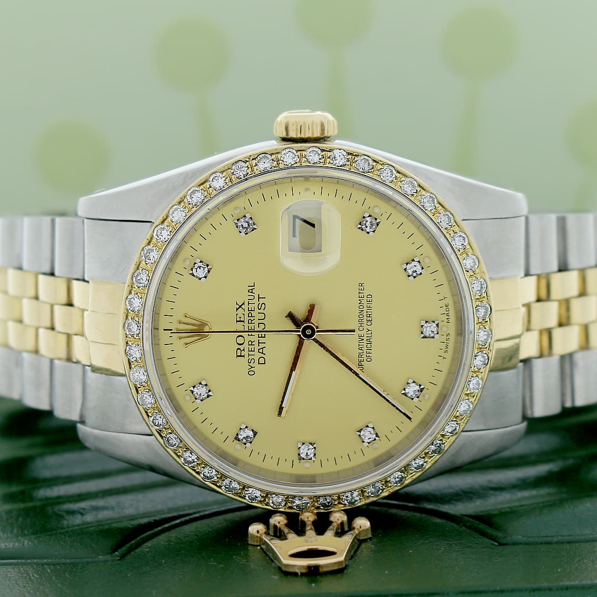Rolex Datejust 2-Tone Yellow Gold/Steel Original Champagne Diamond Dial 36MM Automatic Jubilee Watch w/Diamond Bezel - Image 2