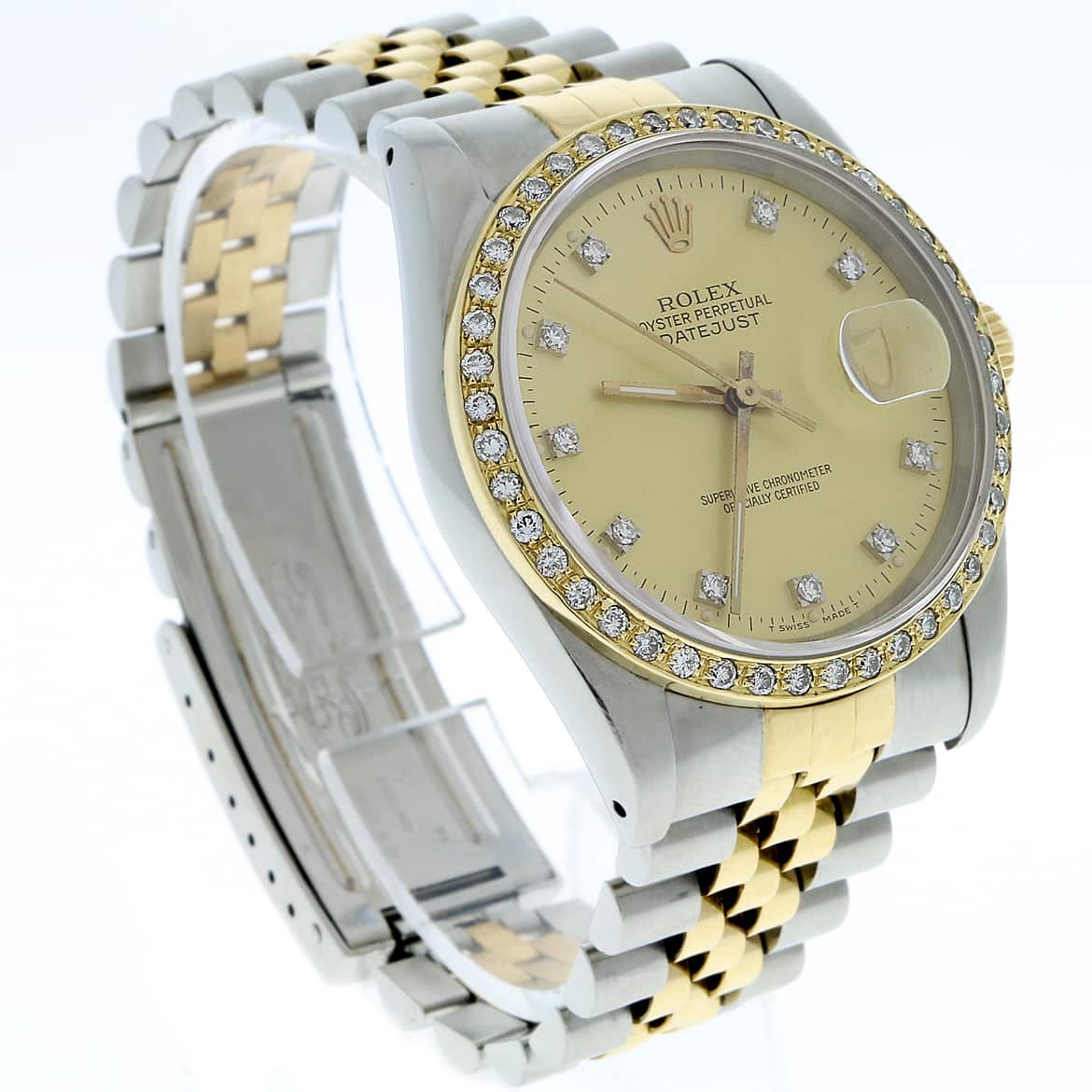 Rolex Datejust 2-Tone Yellow Gold/Steel Original Champagne Diamond Dial 36MM Automatic Jubilee Watch w/Diamond Bezel - Image 4