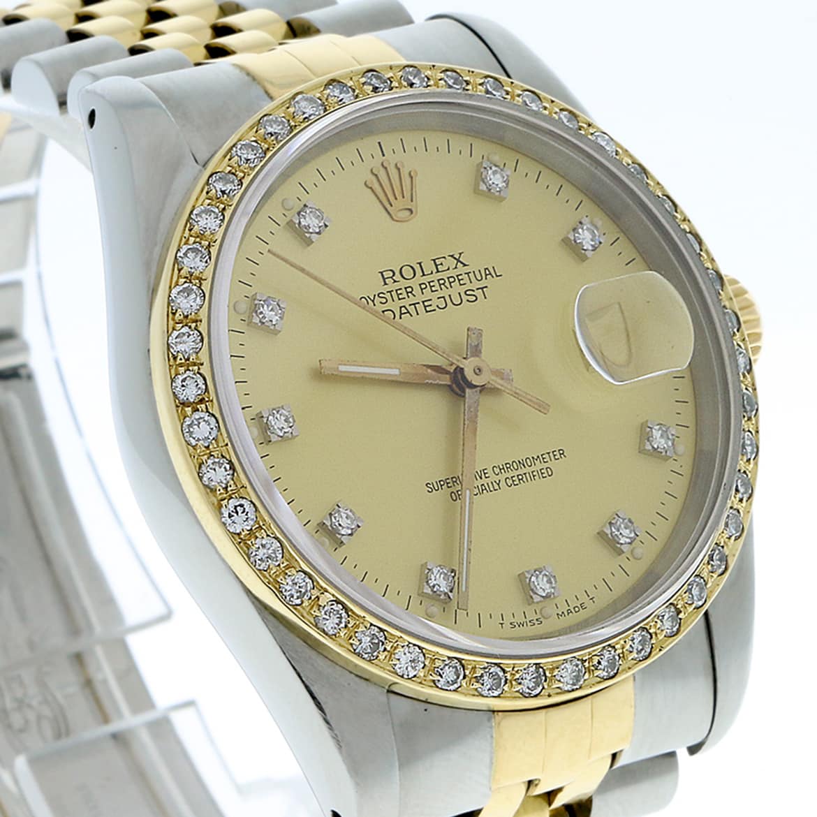 Rolex Datejust 2-Tone Yellow Gold/Steel Original Champagne Diamond Dial 36MM Automatic Jubilee Watch w/Diamond Bezel - Image 6